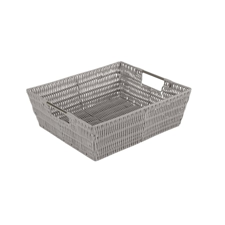 Simplify Shelf Storage Rattan Tote Basket in Grey 25453-GREY